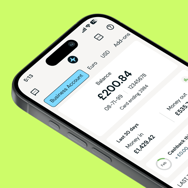 Zempler Bank app Business account screen