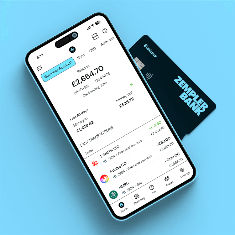 Zempler Bank mobile app and bank card