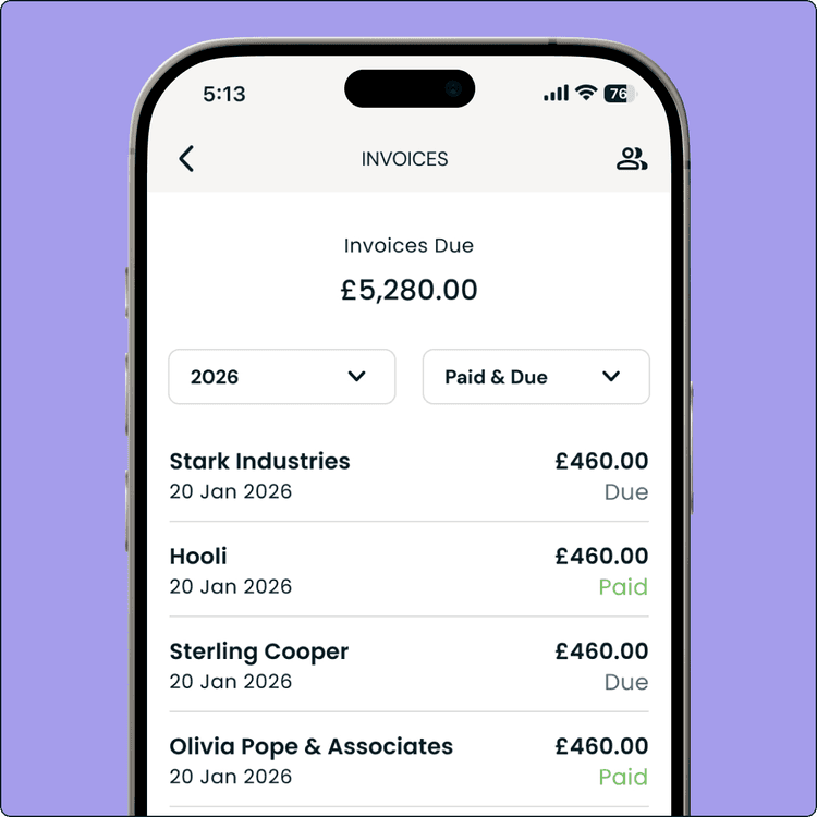 Zempler Bank app invoicing screen